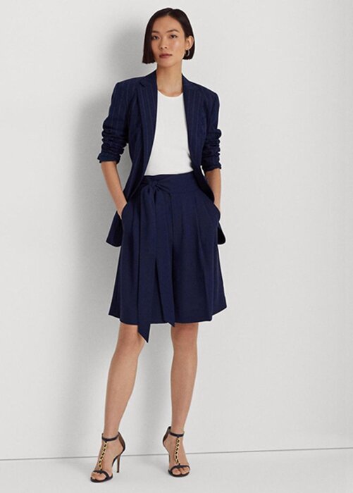 Navy Women’s Ralph Lauren Pleated Georgette Wide-leg Shorts Navy Women’s Ralph Lauren Pleated Georgette Wide-leg Shorts