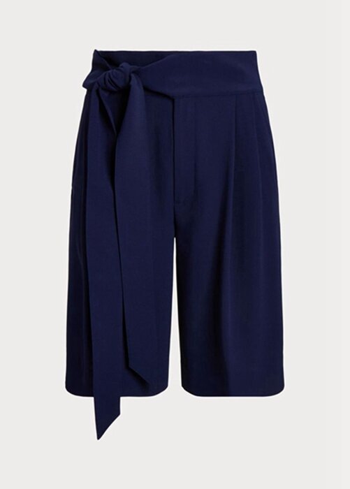 Navy Women’s Ralph Lauren Pleated Georgette Wide-leg Shorts Navy Women’s Ralph Lauren Pleated Georgette Wide-leg Shorts