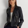 Navy Women’s Ralph Lauren Tumbled Leather Moto Jackets Navy Women’s Ralph Lauren Tumbled Leather Moto Jackets
