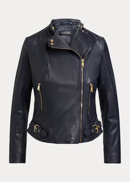 Navy Women’s Ralph Lauren Tumbled Leather Moto Jackets Navy Women’s Ralph Lauren Tumbled Leather Moto Jackets