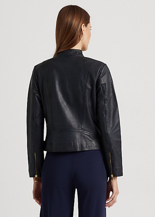 Navy Women’s Ralph Lauren Tumbled Leather Moto Jackets Navy Women’s Ralph Lauren Tumbled Leather Moto Jackets