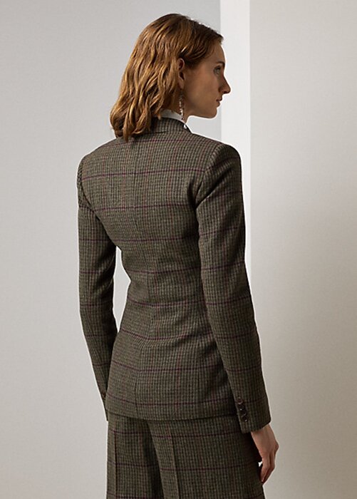 Olive / Brown Women’s Ralph Lauren Parker Checked Plaid Tweed Jackets Olive / Brown Women’s Ralph Lauren Parker Checked Plaid Tweed Jackets