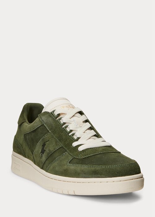 Olive Men’s Ralph Lauren Court Suede Low-Top Sneakers Olive Men’s Ralph Lauren Court Suede Low-Top Sneakers