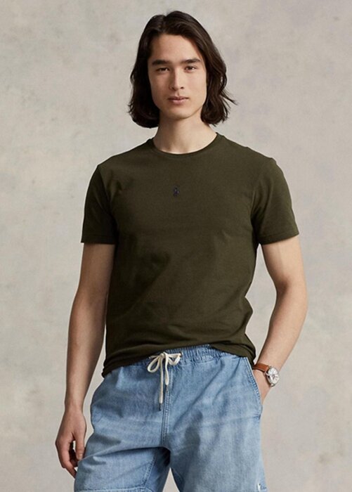 Olive Men’s Ralph Lauren Custom Slim Fit Crewneck T Shirts Olive Men’s Ralph Lauren Custom Slim Fit Crewneck T Shirts