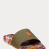 Olive Men’s Ralph Lauren Patch-Print Slippers Olive Men’s Ralph Lauren Patch-Print Slippers