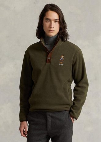 Olive Men’s Ralph Lauren Polo Bear Brushed Fleece Pullover Sweatshirt