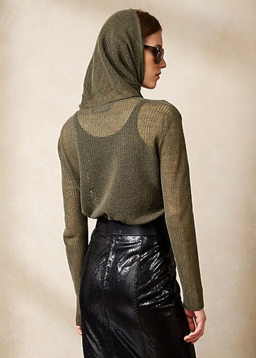 Olive Women’s Ralph Lauren Funnelneck Silk-Linen Mesh Sweaters Olive Women’s Ralph Lauren Funnelneck Silk-Linen Mesh Sweaters