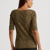 Olive Women’s Ralph Lauren Ocelot-Print Cotton Boatneck Tops Olive Women’s Ralph Lauren Ocelot-Print Cotton Boatneck Tops