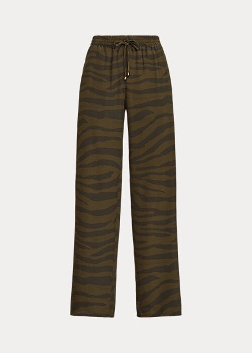 Olive Women’s Ralph Lauren Zebra-Print Crepe Wide-Leg Pants Olive Women’s Ralph Lauren Zebra-Print Crepe Wide-Leg Pants