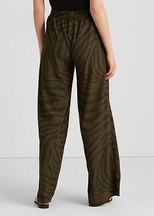 Olive Women’s Ralph Lauren Zebra-Print Crepe Wide-Leg Pants Olive Women’s Ralph Lauren Zebra-Print Crepe Wide-Leg Pants