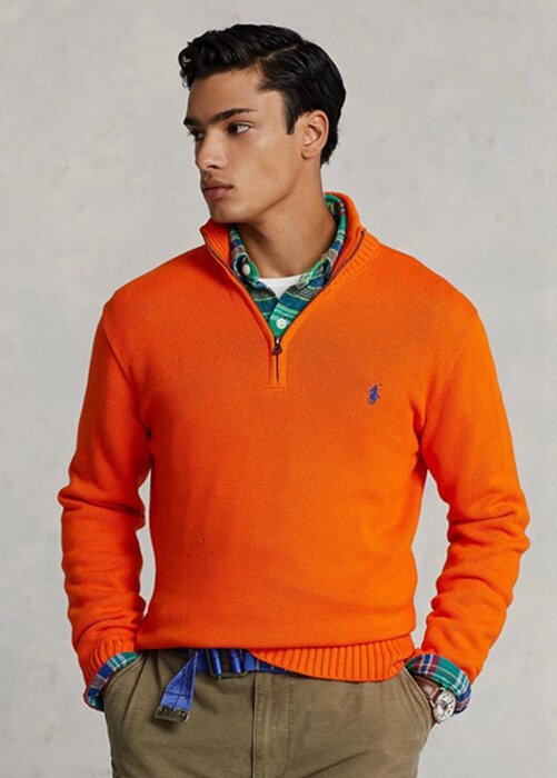 Orange Men’s Ralph Lauren Cotton Quarter-zip Jumper Sweaters Orange Men’s Ralph Lauren Cotton Quarter-zip Jumper Sweaters