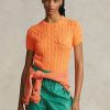 Orange Women’s Ralph Lauren Cable-Knit Cotton Short-Sleeve Sweaters Orange Women’s Ralph Lauren Cable-Knit Cotton Short-Sleeve Sweaters