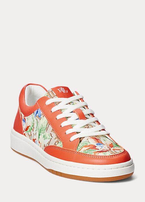 Orange Women’s Ralph Lauren Hailey Floral Monogram Jacquard Sneakers Orange Women’s Ralph Lauren Hailey Floral Monogram Jacquard Sneakers