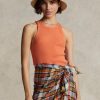 Orange Women’s Ralph Lauren Rib-knit Cotton Tanks Orange Women’s Ralph Lauren Rib-knit Cotton Tanks