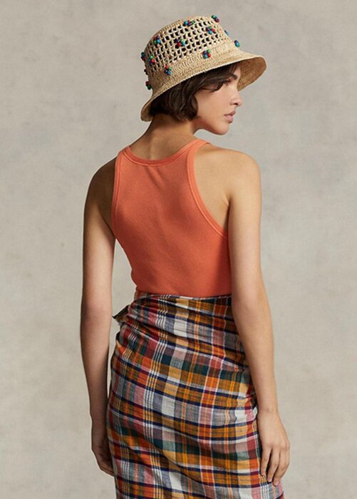 Orange Women’s Ralph Lauren Rib-knit Cotton Tanks Orange Women’s Ralph Lauren Rib-knit Cotton Tanks