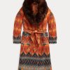 Orange Women’s Ralph Lauren Shearling-Collar Jacquard Coats Orange Women’s Ralph Lauren Shearling-Collar Jacquard Coats