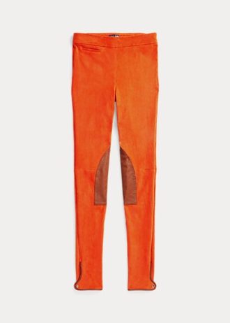 Orange Women’s Ralph Lauren Stretch Lambskin Suede Jodhpur Leggings