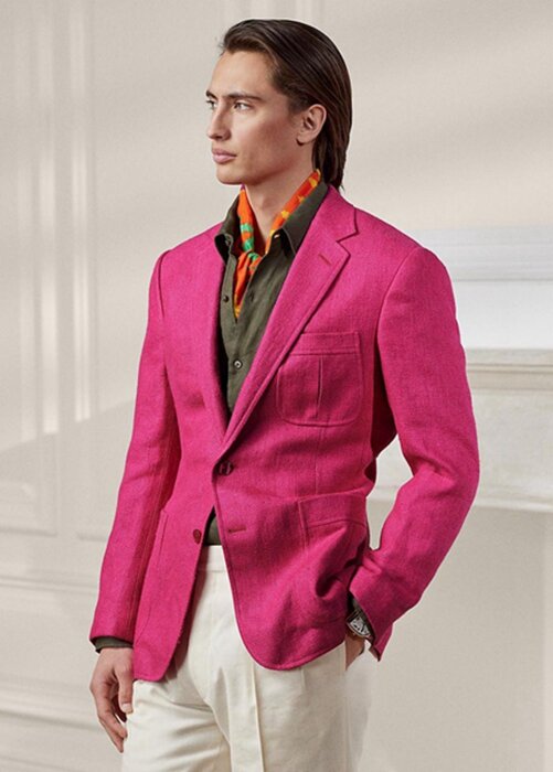Pink Men’s Ralph Lauren Kent Basket-weave Linen-silk Sport Blazers Pink Men’s Ralph Lauren Kent Basket-weave Linen-silk Sport Blazers