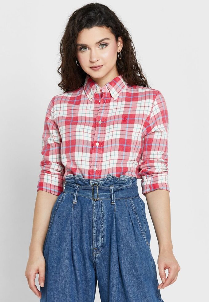 Pink Women’s Ralph Lauren Checked Button Down Shirts Pink Women’s Ralph Lauren Checked Button Down Shirts