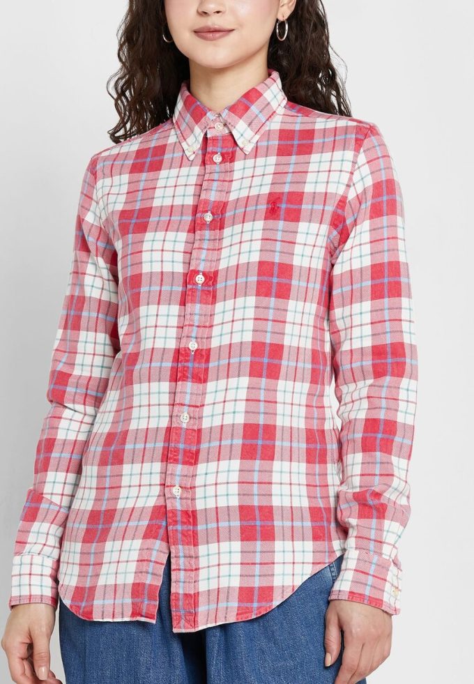 Pink Women’s Ralph Lauren Checked Button Down Shirts Pink Women’s Ralph Lauren Checked Button Down Shirts