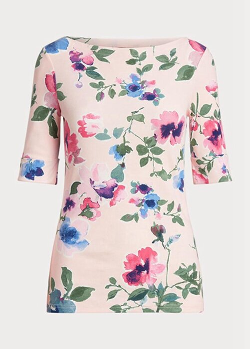 Pink Women’s Ralph Lauren Floral Stretch Cotton T Shirts Pink Women’s Ralph Lauren Floral Stretch Cotton T Shirts
