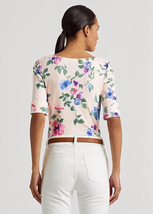 Pink Women’s Ralph Lauren Floral Stretch Cotton T Shirts Pink Women’s Ralph Lauren Floral Stretch Cotton T Shirts