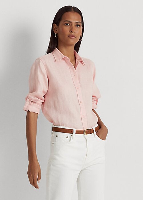 Pink Women’s Ralph Lauren Linen Shirts Pink Women’s Ralph Lauren Linen Shirts