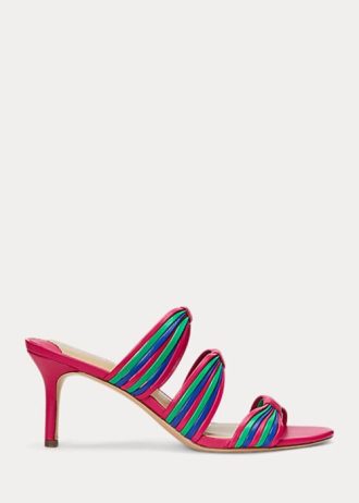 Pink Women’s Ralph Lauren Lorraine Striped Nappa Leather Sandals