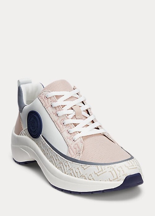 Pink Women’s Ralph Lauren Reaghan Logo Jacquard & Leather Sneakers Pink Women’s Ralph Lauren Reaghan Logo Jacquard & Leather Sneakers