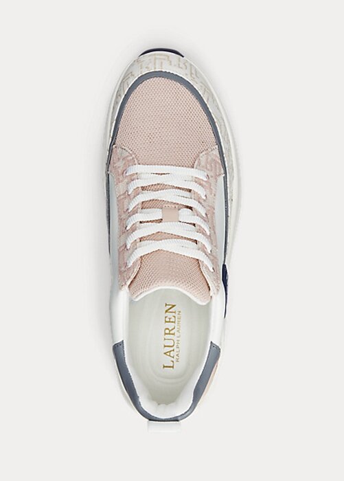Pink Women’s Ralph Lauren Reaghan Logo Jacquard & Leather Sneakers Pink Women’s Ralph Lauren Reaghan Logo Jacquard & Leather Sneakers