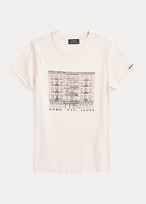 Pink Women’s Ralph Lauren Slim Graphic Ribbed Cotton T Shirts Pink Women’s Ralph Lauren Slim Graphic Ribbed Cotton T Shirts