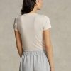 Pink Women’s Ralph Lauren Slim Graphic Ribbed Cotton T Shirts Pink Women’s Ralph Lauren Slim Graphic Ribbed Cotton T Shirts