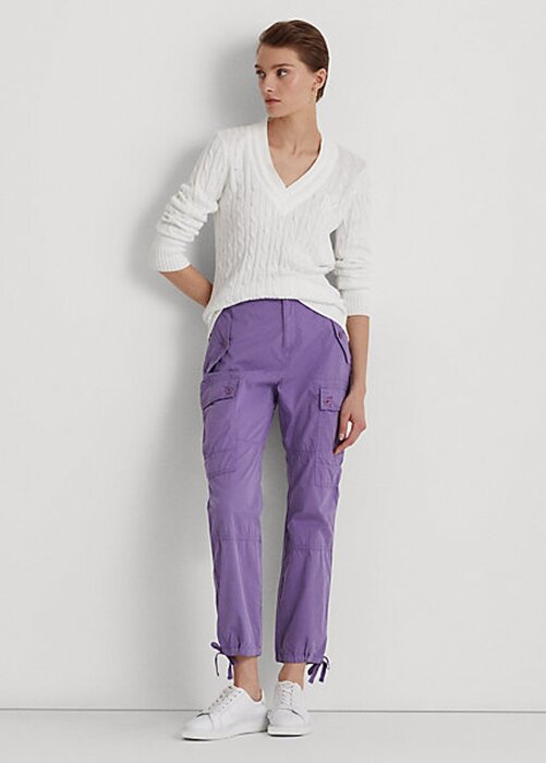 Purple Women’s Ralph Lauren Featherweight Twill Cargo Ankle Pants Purple Women’s Ralph Lauren Featherweight Twill Cargo Ankle Pants