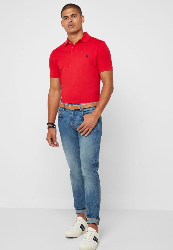 Red Men’s Ralph Lauren Basic Mesh Polo Shirts Red Men’s Ralph Lauren Basic Mesh Polo Shirts