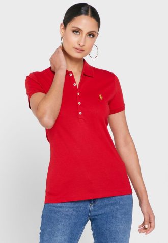 Red Women’s Ralph Lauren Button Detail Shirt Polo Shirts
