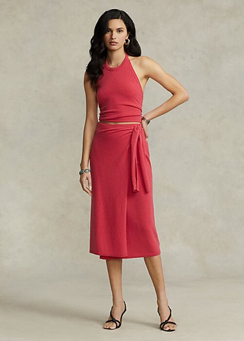 Red Women’s Ralph Lauren Cashmere Wrap Sweater Skirts Red Women’s Ralph Lauren Cashmere Wrap Sweater Skirts