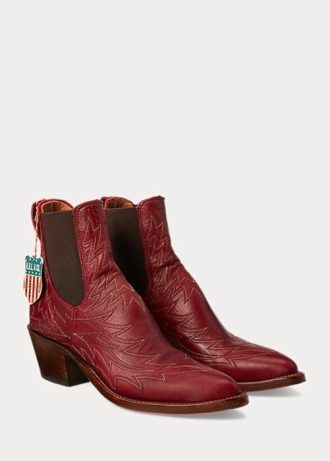 Red Women’s Ralph Lauren Lottie Embroidered Leather Boots