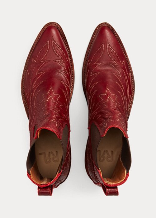 Red Women’s Ralph Lauren Lottie Embroidered Leather Boots Red Women’s Ralph Lauren Lottie Embroidered Leather Boots