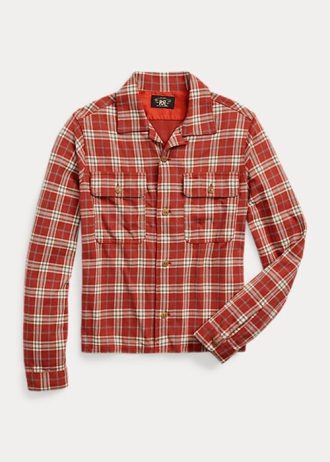 Red Women’s Ralph Lauren Plaid-Print Jersey Camp Shirts