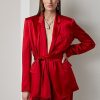 Red Women’s Ralph Lauren Quinton Belted Satin Jackets Red Women’s Ralph Lauren Quinton Belted Satin Jackets