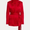 Red Women’s Ralph Lauren Quinton Belted Satin Jackets Red Women’s Ralph Lauren Quinton Belted Satin Jackets