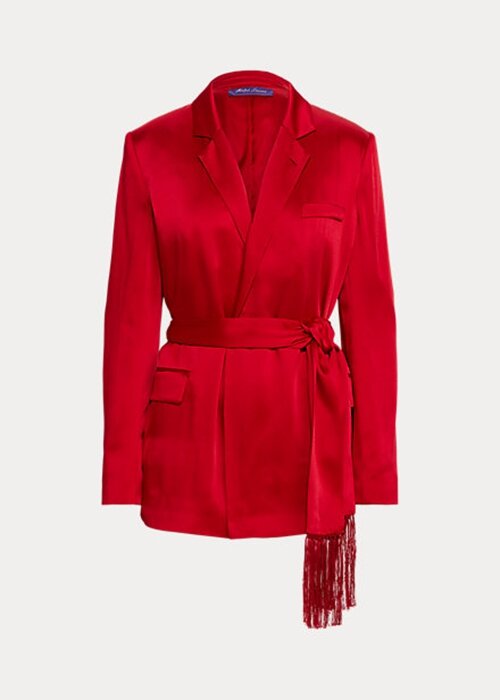 Red Women’s Ralph Lauren Quinton Belted Satin Jackets Red Women’s Ralph Lauren Quinton Belted Satin Jackets