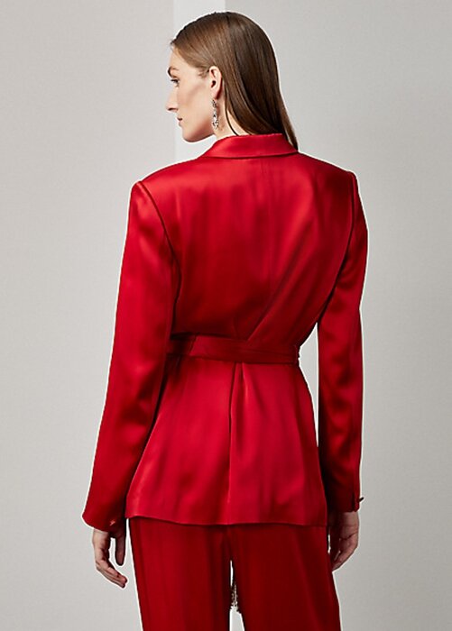 Red Women’s Ralph Lauren Quinton Belted Satin Jackets Red Women’s Ralph Lauren Quinton Belted Satin Jackets