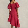 Red Women’s Ralph Lauren Ruffled Asymmetrical Taffeta Gown Dress