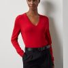 Red Women’s Ralph Lauren Wool Long-Sleeve V-Neck Sweaters Red Women’s Ralph Lauren Wool Long-Sleeve V-Neck Sweaters