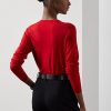 Red Women’s Ralph Lauren Wool Long-Sleeve V-Neck Sweaters Red Women’s Ralph Lauren Wool Long-Sleeve V-Neck Sweaters