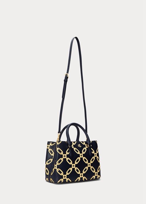 Refined Navy/Modern Gold Women’s Ralph Lauren Foil-Print Leather Medium Marcy Satchel Bags Refined Navy/Modern Gold Women’s Ralph Lauren Foil-Print Leather Medium Marcy Satchel Bags