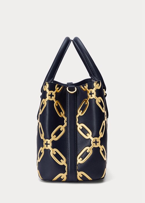 Refined Navy/Modern Gold Women’s Ralph Lauren Foil-Print Leather Medium Marcy Satchel Bags Refined Navy/Modern Gold Women’s Ralph Lauren Foil-Print Leather Medium Marcy Satchel Bags