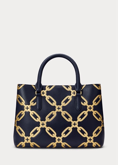 Refined Navy/Modern Gold Women’s Ralph Lauren Foil-Print Leather Medium Marcy Satchel Bags Refined Navy/Modern Gold Women’s Ralph Lauren Foil-Print Leather Medium Marcy Satchel Bags
