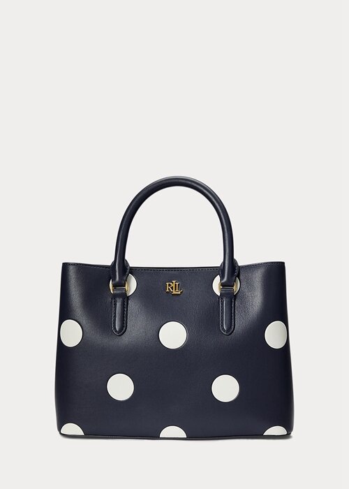 Refined Navy/Vanilla Women’s Ralph Lauren Polka-Dot Leather Small Marcy Satchel Bags Refined Navy/Vanilla Women’s Ralph Lauren Polka-Dot Leather Small Marcy Satchel Bags